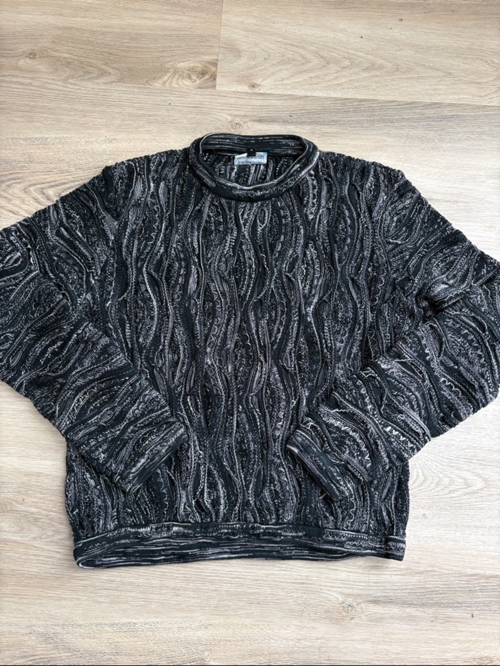 Authentic Vintage COOGI Australia 3D Knit Sweater Monochrome Black Grey Size M